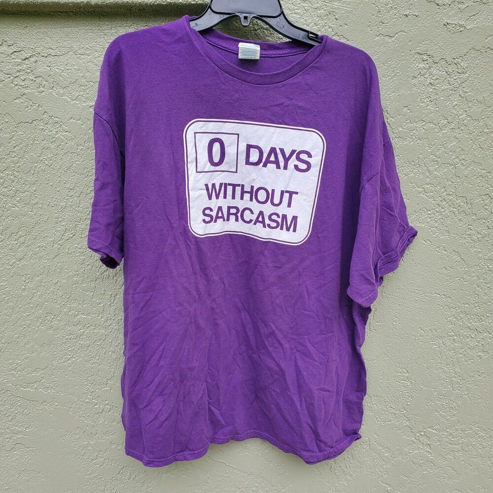Delta Pro Weight T Shirt 0 Days Without Sarcasm 2XL XXL Purple 100% Preshrunk